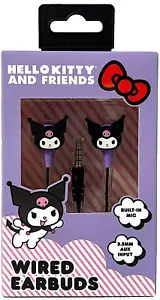 Auriculares con cable Sanrio Hello Kitty KUROMI conector de entrada auxiliar de 3,5 mm micrófono incorporado nuevo en caja - Imagen 1 de 3