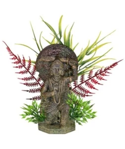 BUDDHA WARRIOR w/PLANTS Fish Aquarium Ornament Blue Ribbon Exotic Environments - Picture 1 of 2