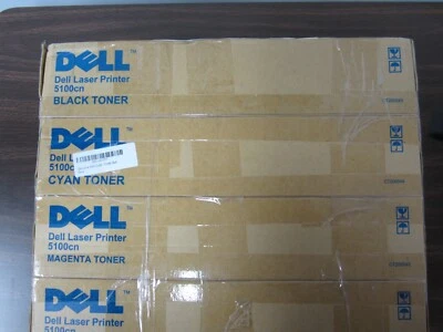 Dell Laser Printer 5100CN Black Cyan Magenta Yellow CT200543(4)(5)(6) Sealed Set - image 1 of 3