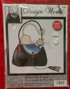 Design Works Kit photo sac à main point de croix à pois 12" x 12" chat sur sac à main - Photo 1/2