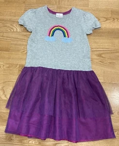 Girl's Hanna Andersson Purple & Gray Rainbow Sweater Dress Size 140 10 EUC - Picture 1 of 3