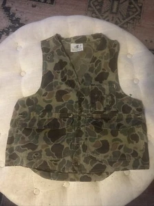 Vintage Black Sheep Hunting Vest Men Medium Green Camouflage Japan Frog Duck - Picture 1 of 7