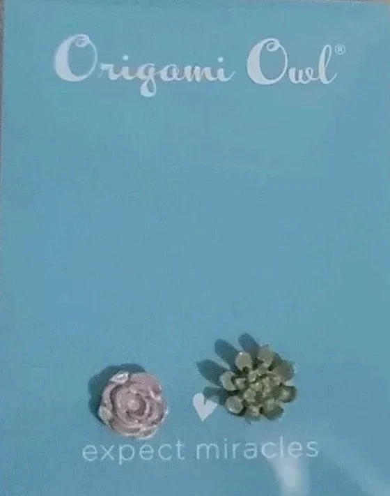 Origami Owl SET OF 2 SUCCULENTS Floating Enamel Charms, NEW IN PACKAGE - Image 1 of 1