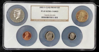 2002-S 5-Coin Clad PROOF Set NGC PF69 Ultra Cameo in Holder-(bin76937Y) - Image 1 of 4