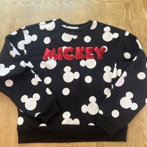 Disney Juniors Large 11-13 Red Sequin Mickey Mouse Polka Dot Sweatshirt - Picture 1 of 4
