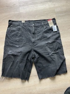 Levi's Herren 469 lose Shorts Baggy verwaschen schwarz gerippt distressed Löcher Gr. 44 NEU - Bild 1 von 2