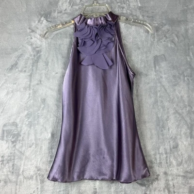 Blusa Iz Byer California satinada lavanda para mujer talla XS halter volantes caprichoso Foto 1 de 4