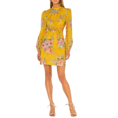 Zimmermann Zinnia Bow Cut Out Floral Mini Dress Yellow Pink Long Sleeve US 8 - Image 1 of 4