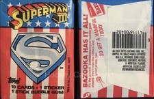 (HCW) 1983 Topps Superman III 3 Sealed Wax Hobby Trading Pack - 10 Cards + Gum 