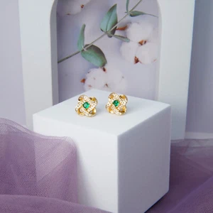 Elegant Sage Green Color CZ Birthstone Earring Fine Fashion Jewelry Post Back - Picture 1 of 4