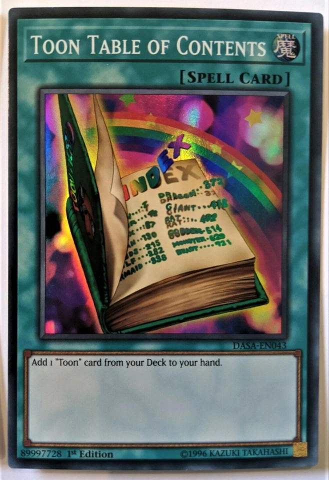 YuGiOh Toon Table of Contents Super Rare DASA-EN043 1st Edition NM - Image 1 of 1