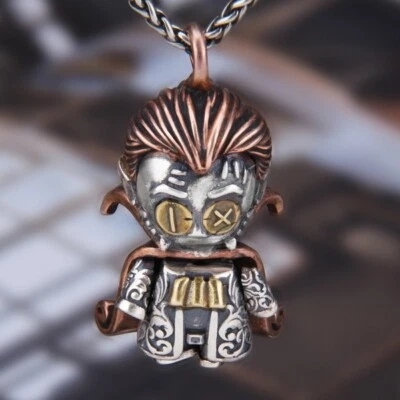 Estatuilla de plata esterlina 925 vampiro vudú muñeca collar colgante pulsera encanto Foto 1 de 4