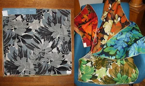 5 Vtg 60s MCM Modernist Decorator Fabric Samples Kaufmann TAMPA Bold Floral - Picture 1 of 9