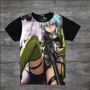Cosplay Sword Art Online gun gale online shinon Anime Manga T-Shirt Neu