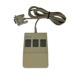 Vintage LOGITECH Mouse Model C7-3F-9F Serial Three Button Roller Ball 9 Pin - Picture 1 of 7