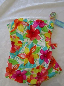 New Women Beach Bay Floral Tropical Swim Bathing Suit One Piece Size 16 - Picture 1 of 10