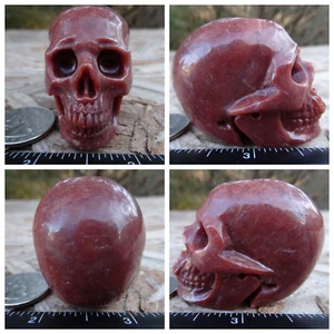 2.08" Red Aventurine Stone Skull Hand Carved 3.6oz 103.2g Crystal Healing - Picture 1 of 12