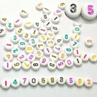 250 White with Colourful Assorted Number "0-9" Acrylic Coin Beads 4X7mm