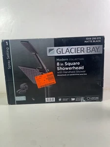 Glacier Bay Modern 8" Square Showerhead & Handshower in Matte Black Open Box - Picture 1 of 9