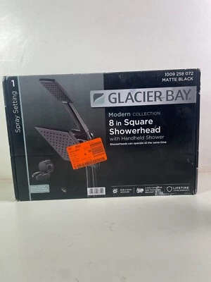Glacier Bay Modern 8" Square Showerhead & Handshower in Matte Black Open Box - Image 1 of 4