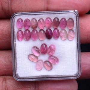 23 Pcs Natural Pink Tourmaline Oval Cabochon 6mm*4mm Glossy Loose Gemstones Lot - Picture 1 of 7