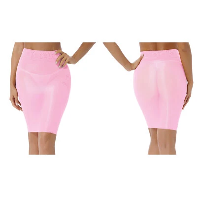 DE Damen Minirock Bodycon Transparent Rock Kurz Bleistiftrock Stretch Unterrock  - Bild 1 von 4