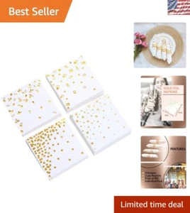 100 PK Elegant Gold 3-Ply Cocktail Napkins - 4 Designs for Every Occasion - Picture 1 of 9