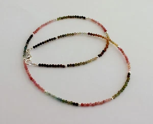 Wunderschöne Turmalin Kette Edelsteinkette facettiert Kugel Bunt Collier 45 cm - Bild 1 von 2