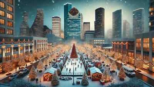 Festive Christmas scene Landmarks Ai Houston Holiday POSTER 24 X 36 INCH - Picture 1 of 2