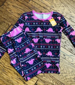 NWT Gymboree Girls Gymmies Dinosaur Pajama Set Christmas Holiday Size 12 - Picture 1 of 6