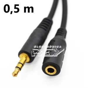 Cable JACK Macho Hembra ORO 0,5 Metros Extensor Audio 3,5mm Estéreo v327 - Imagen 1 de 3