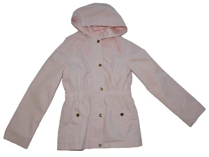 Girl's SO Pink 100% Cotton/Cotton Lace Size 7/8 Hooded Lined Jacket Mid Length - Picture 1 of 14