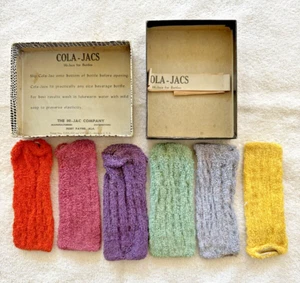 6 Vintage Hi-Jacs Beer Bottle Cover Sleeves Drink Cola-Jacs Koozies 1950's w Box - Picture 1 of 11