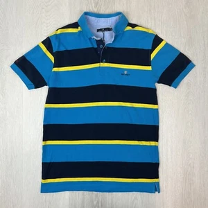Navy & Navy Mens Striped Polo Shirt Size Small (Marked L) - Picture 1 of 11