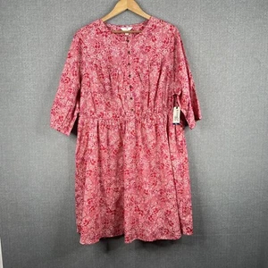 Terra Sky Dress Womens 2X 20W 22W 3/4 Sleeves Pink Floral New - Picture 1 of 13