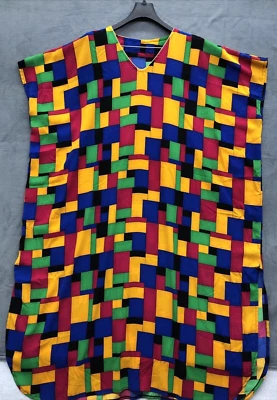 Kimono One Size Multicolor Geometric Long Length V Neck Hostess Dress - Image 1 of 4