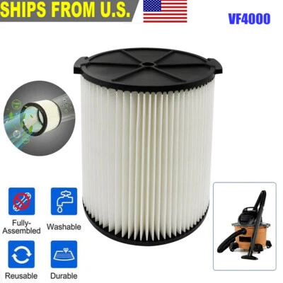 VF4000 Repuesto RIDGID Aspiradora Lavable en Húmedo/Seco Garaje Tienda Aspiradora Filtro Plisado Foto 1 de 4
