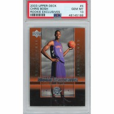 Graded 2003-04 Upper Deck UD Chris Bosh #4 Rookie RC Exclusives Card PSA 10 Mint