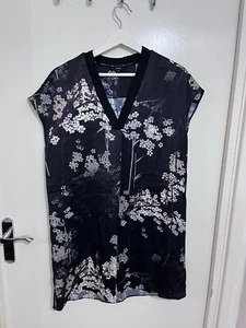 NEXT Satin Silk Short V Neck Shift Dress - UK size 12 - Picture 1 of 3