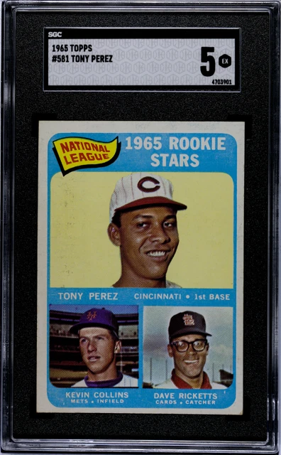 1965 Topps #581 Tony Perez RC Cincinnati Reds HOF SGC 5 Eye Appeal!!! *SnoCards* - Imagem 1 de 1