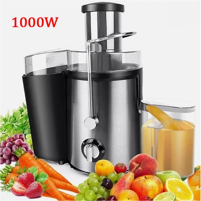MARKENLOS Entsafter Für Obst Und Gemüse Aus Edelstahl 1000W Elektrische Saftpresse 2 Modus