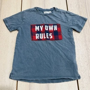 ZARA BOYS collection my own rules checkered fabric stitch on tee size 5 - Picture 1 of 8