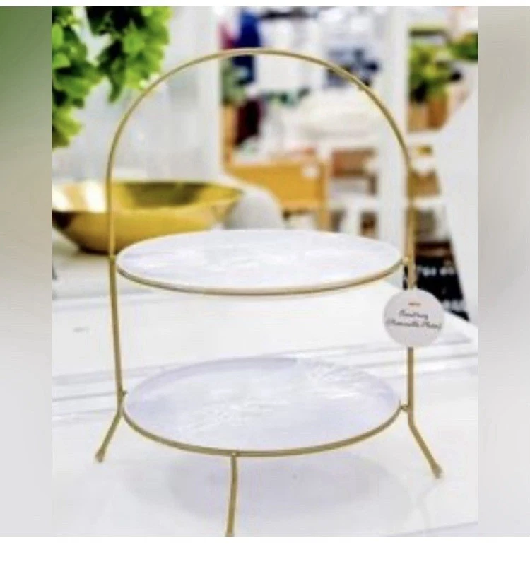 2 Target Bullseye's TIERED TRAY with REMOVABLE Plates Gold/White 12” Tall