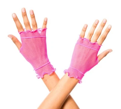 sexy MUSIC LEGS 80'S PUNK rock FLOUNCED netted FISHNET fingerless GLOVES madonna - Image 1 of 2