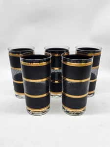 5 gafas Highball firmadas por Georges Briard negras y doradas MCM - Imagen 1 de 4
