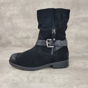 Clarks Womens Boots Size 7 M Black Suede Nissini Pearl Size Buckle New - Picture 1 of 13