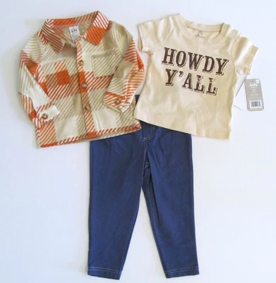 ¡NUEVO CON ETIQUETAS! Bebé Niño Ropa OTOÑO 18 meses Camisa de Vellón a Cuadros Pantalones Camiseta Lote Conjunto de 3 piezas Foto 1 de 4