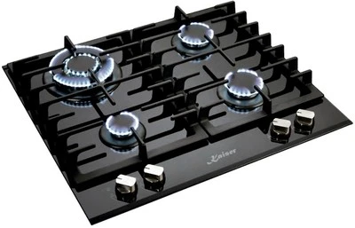 Gaskochfeld 60cm Kaiser KCG 6380 Schwarz Glas Erdgas Propangas WOK Turbo-Brenner - Bild 1 von 4