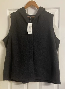 NWT $198 Eileen Fisher Charcoal Wool/Nylon Hooded Vest 3X - Picture 1 of 5