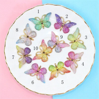 10 Mix Lot Flatback Resin Butterflies Embellishments Insects Art Decors 38*23mm - Image 1 of 4